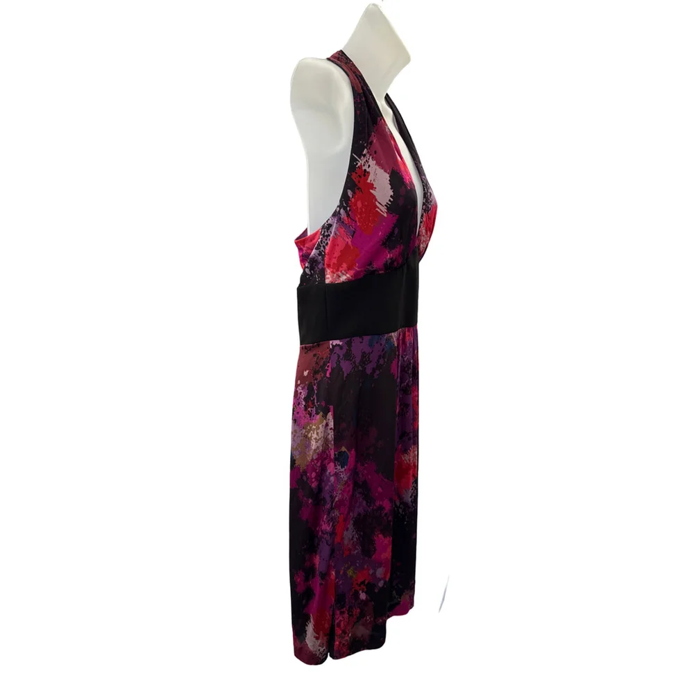 Trina Turk Halter Dress Size 4 Empire Waist Sheath Multicolor Abstract Print - Picture 6 of 12